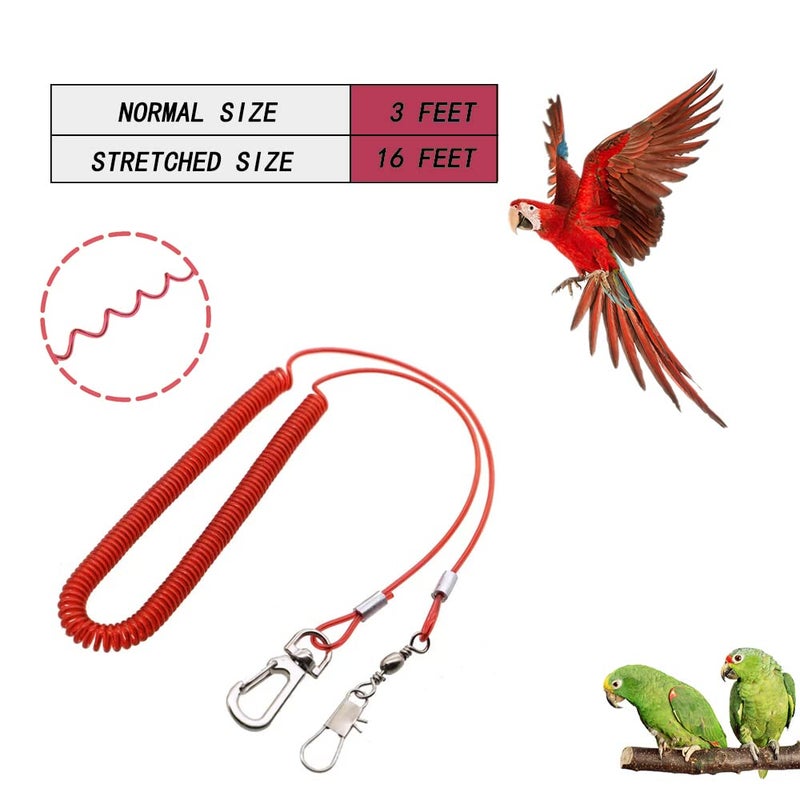 kcrygogo Bird Harness Leash Anti-bite outdoor Red Flying Training Rope with 5pcs Different Sizes of Soft Foot Loops and Training Whistle(Upgraded Version of Ankle Ring) - Image 2